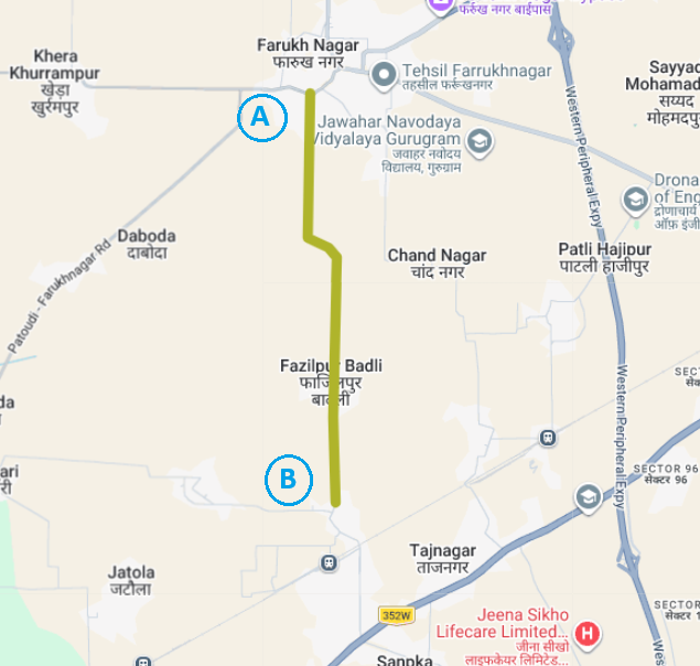 Farukhnagar to Taj Nagar (LHS) - 5.80KM